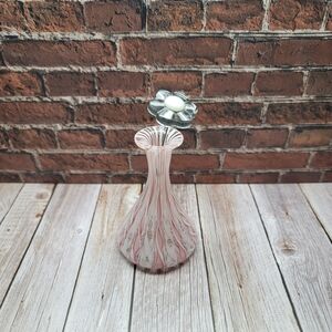 Elegant Pink and White Swirl Murano Italy Miniature Art Glass Vase